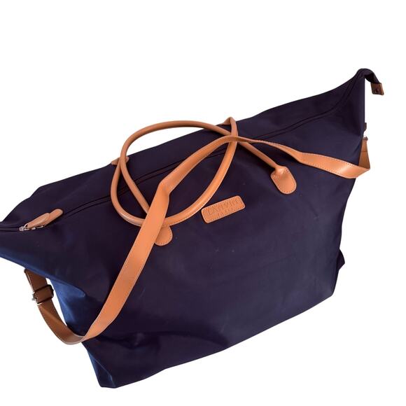 Lanvin Paris extra large weekender tote travel nylon duffle bag garment navy - Picture 1 of 12